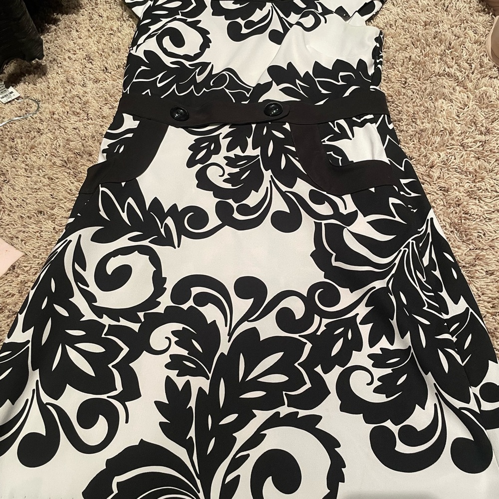 Scarlett Black and White Asymmetrical A-Line Dress
